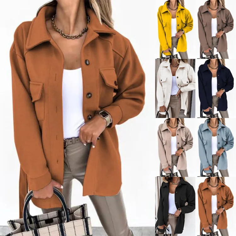 

New Plus Size Winter Elegant Button Up Ladies Trench Coat Woman Woolen Jacket Coat, Oem