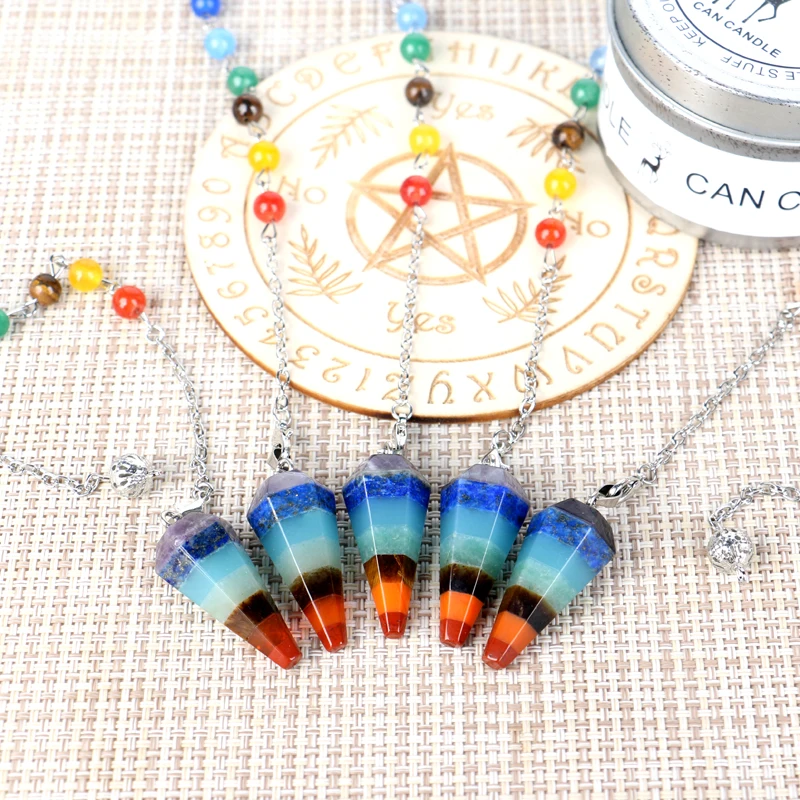 

natural spiritual products Seven Chakra pendulums crystal pendant for necklace pendant