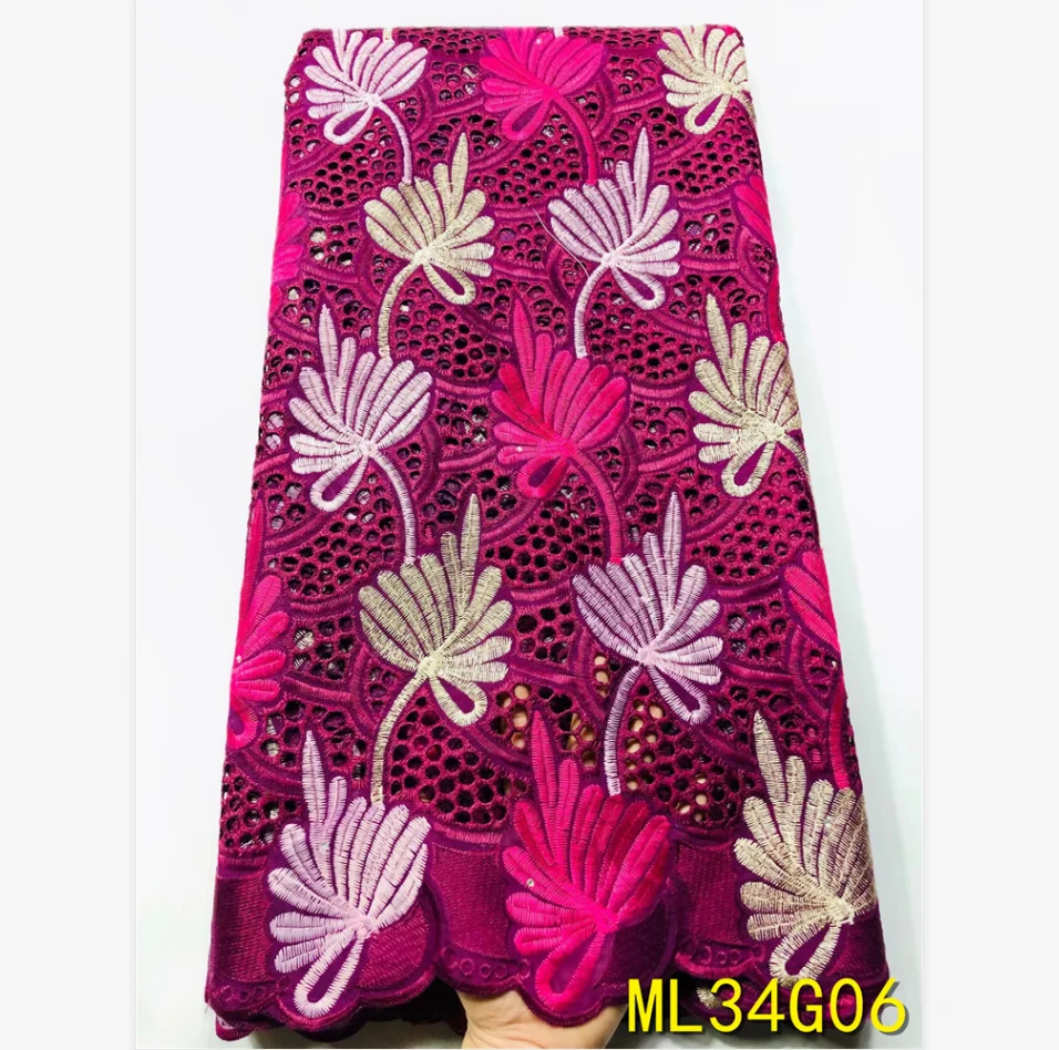 

Beautifical 2020 swiss lace 100% cotton swiss lace fabric pink voile lace ML34G06, Customized
