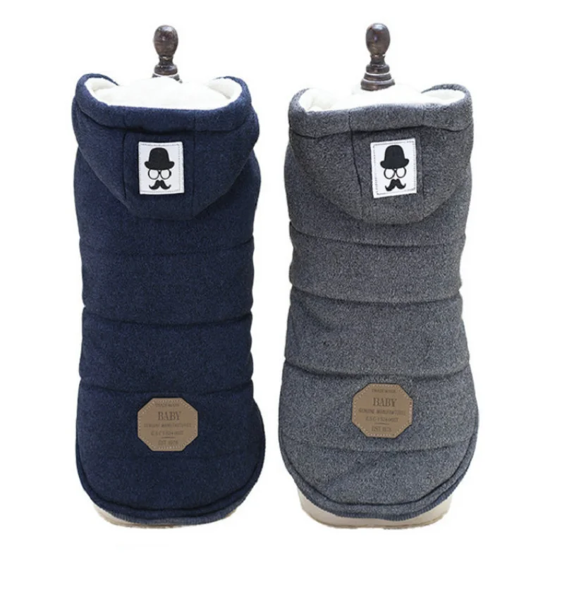 

Wholesale luxury Winter Windproof Fleece Lined Warm Dog Jacket Hoodie Coat For Puppy Teddy, Gray, black, navy blue