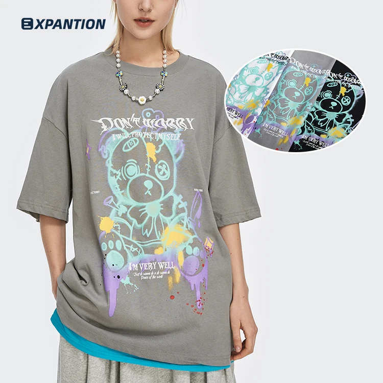 

EXP Chinese factory printing custom street wear 100% cotton crewneck t shirts, 3 colors