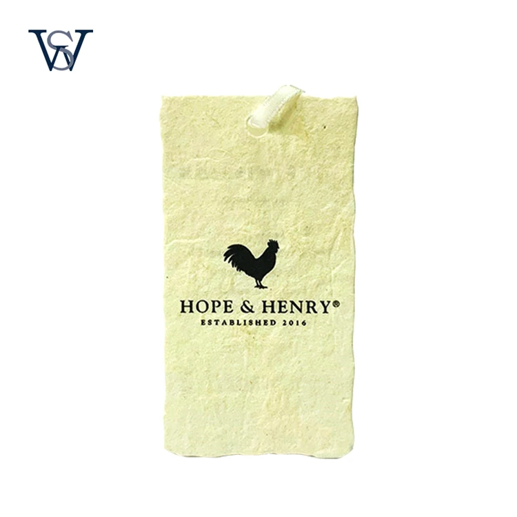 

Custom Handmade Seed Paper Hangtag With Velvet Strip String