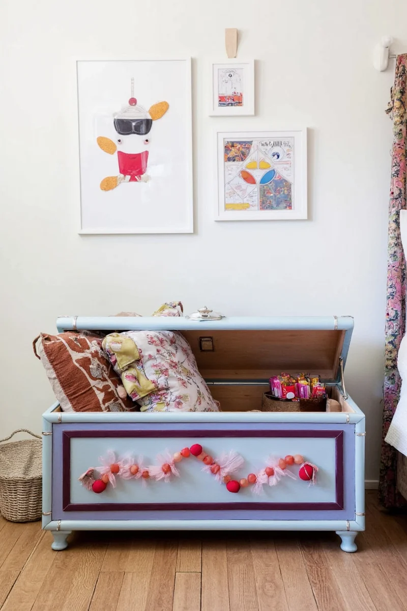 Themed trunk used as decorative storage in a themed bedroom