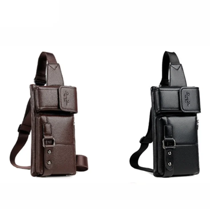 

2021 HOT Selling Men's Luxury PU Leather Fanny Pack Outdoor Sports Waist Bags Crossbody Chest Bag Fanny Packs, Customized