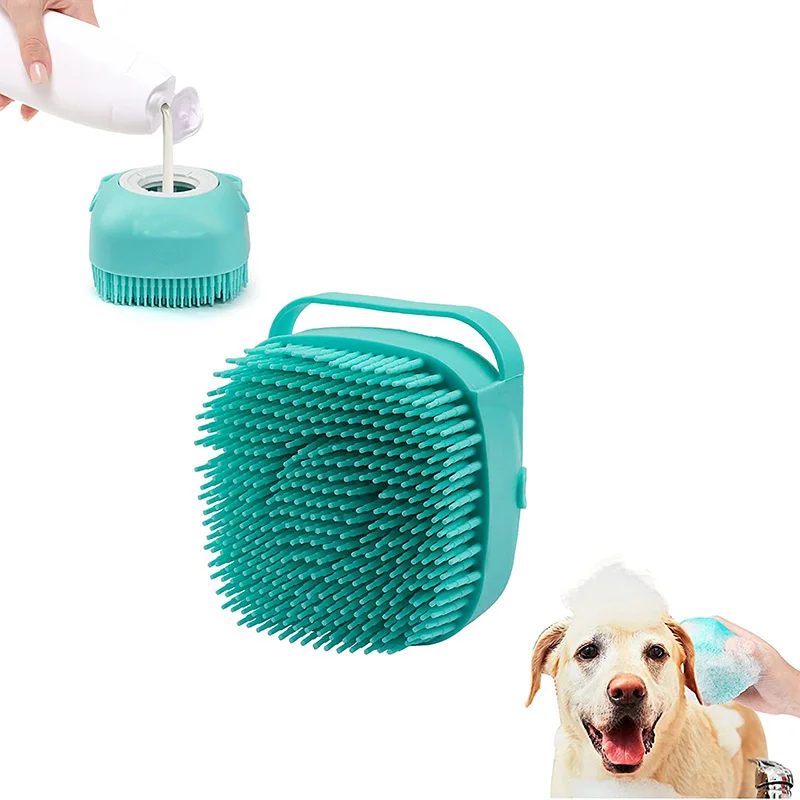 

Soft Silicone Pet Shampoo Massage Dispenser Grooming Shower Brush for Short Long Haired Dogs and Cats Washing, Customized color