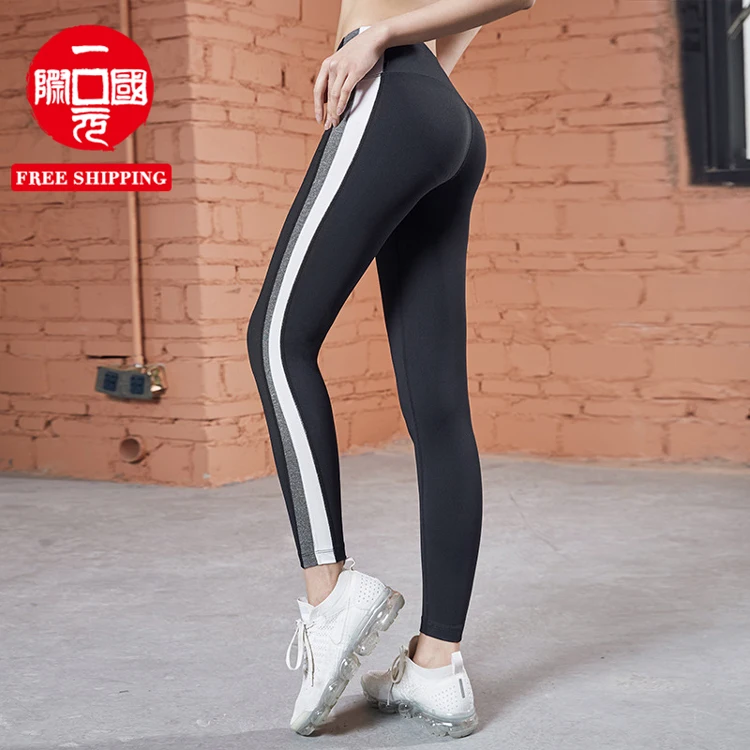 

Sports feet fitness pants fashion color matching high waist hip fitness body pants