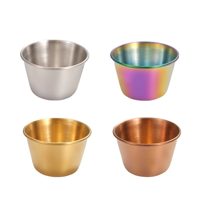 

Food Grade 18/8 Ramekin Korean Dip Cup Small Round Stainless Steel Sauce Cup, Customized color