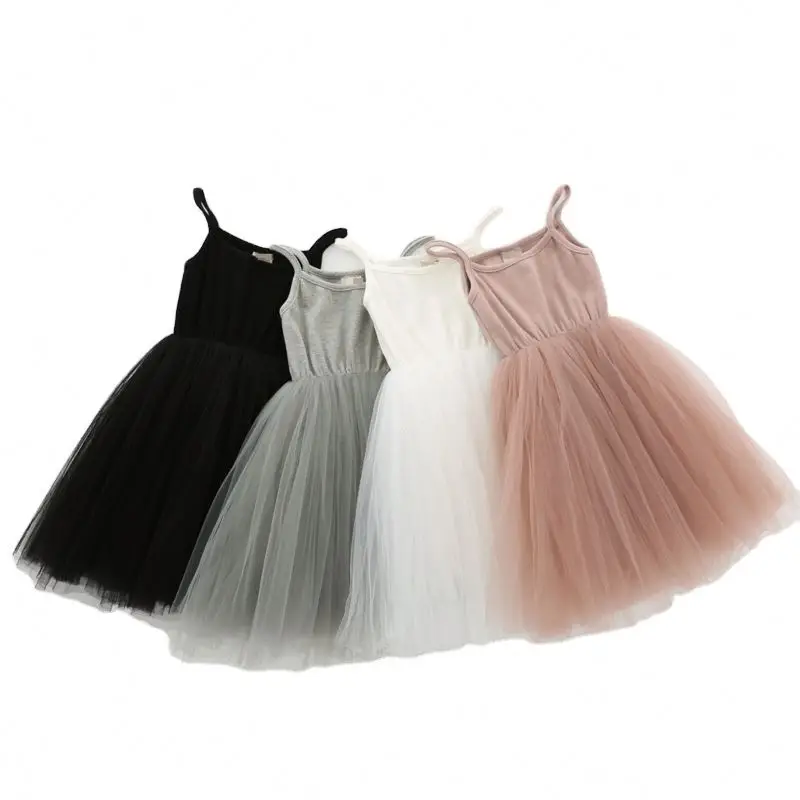 

Popular little girls' sling dress kids cotton yarn skirts children summer princess dresses, As picture