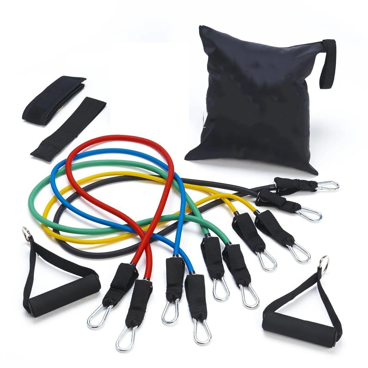 

exercise Custom logo printed latex 11 pcs set exercise heavy fitness sports stretch band expander resistance tube set, Yellow, red, blue, green, black