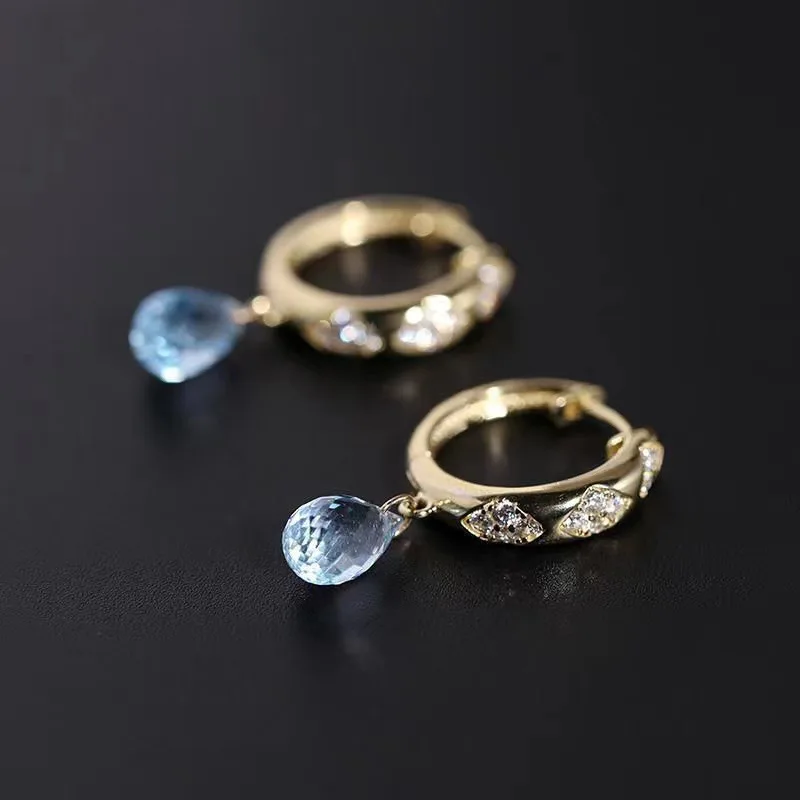 

18k gold plated drop earring wholesale fashion jewelry earring elegant blue water drop earring for women