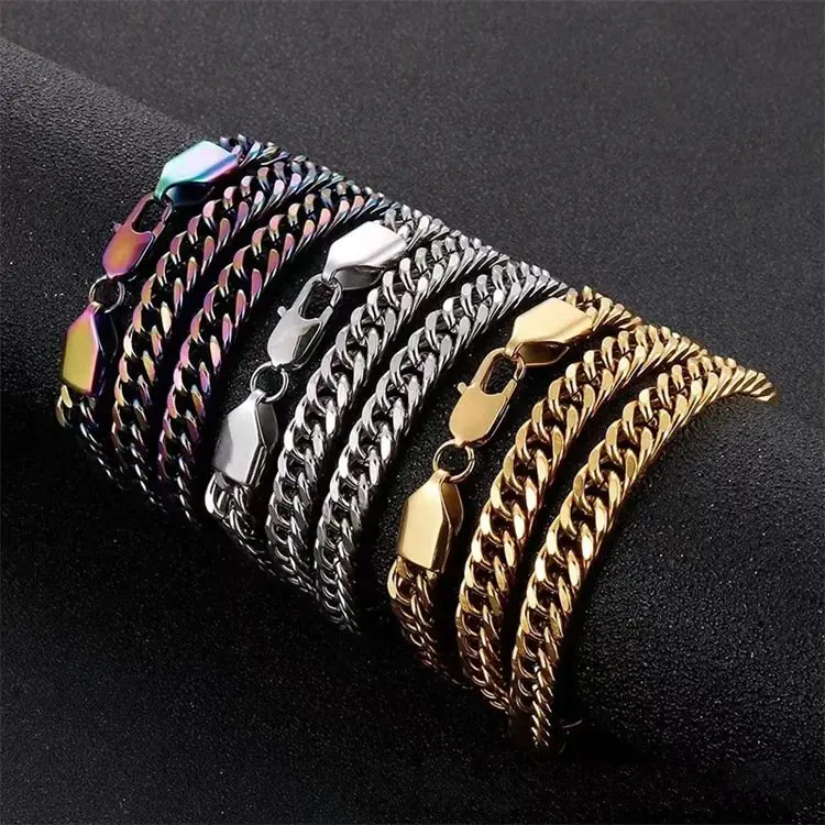 

Stainless Steel Cuban Chain Double Weave Four-Sided Polished Hypoallergenic Fashion Jewelry Necklace Style-Conscious Individuals