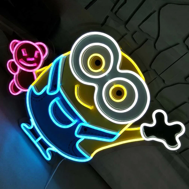 yellow lovely cute cartoon shape led light neon sign for baby room