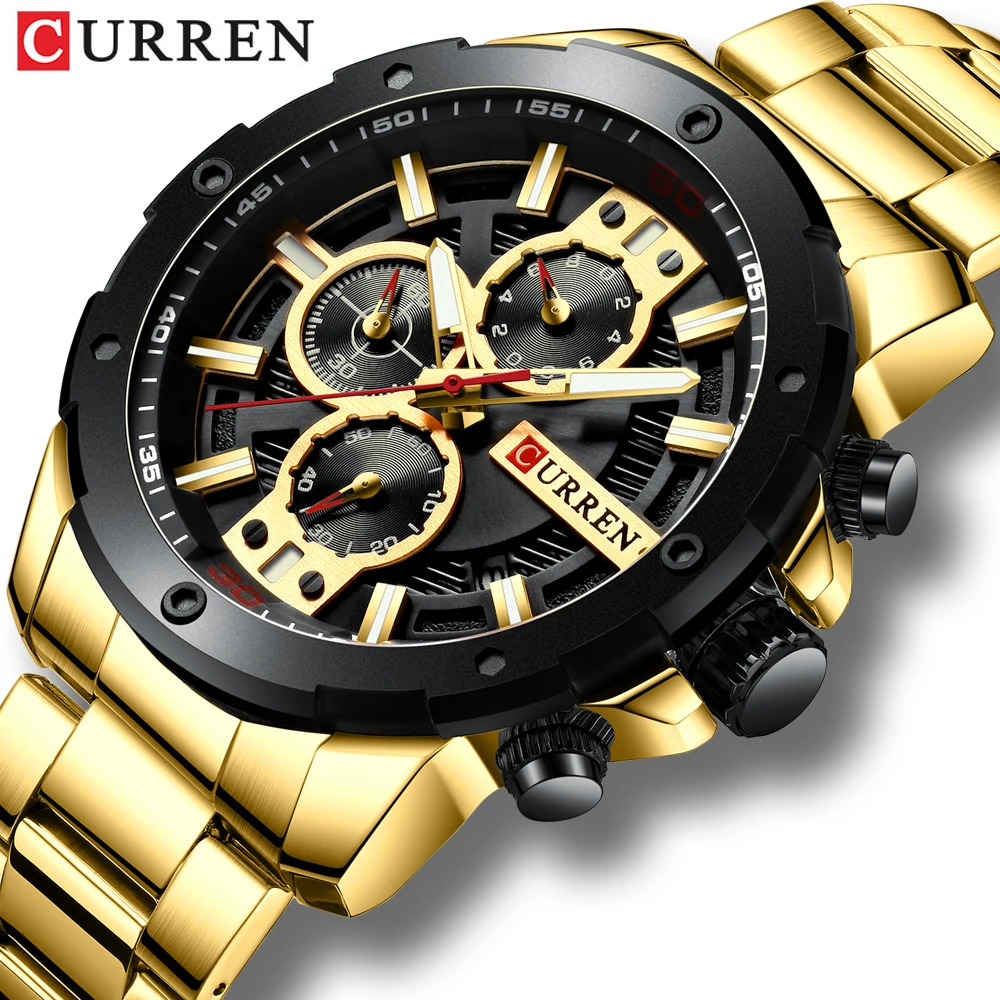 

CURREN 8336 Casual Sport Chronograph Military Men's Watches Minimalist Clock Stainless Steel Band Watch Men Wrist Reloj Hombre, 4-colors