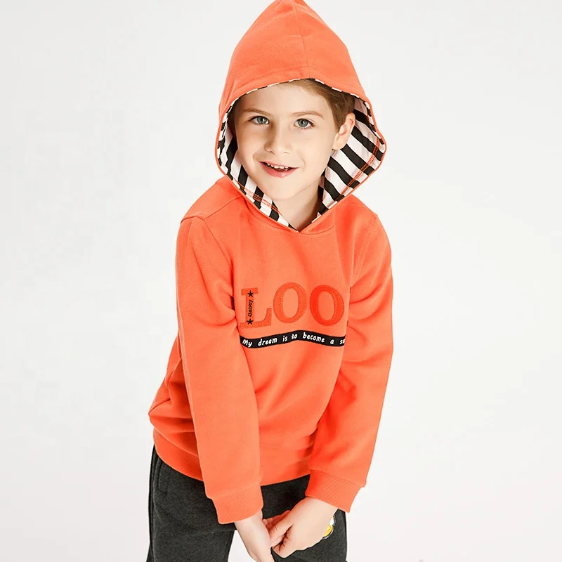 

Gabby Loop Kids Orange Letters Round Neck Kids Pullover Hooded Sweatshirt