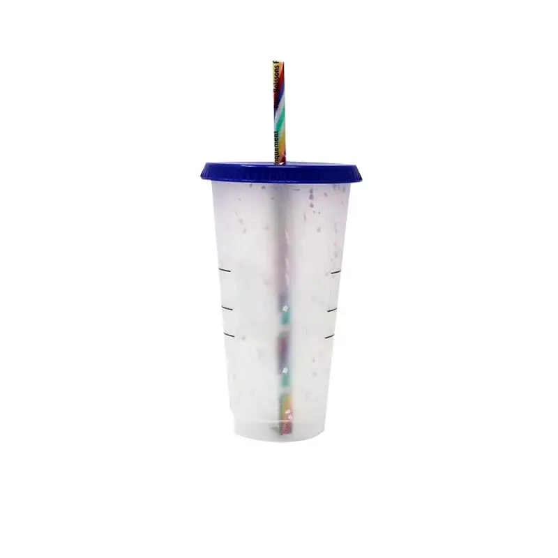 

Wholesale BPA free 24 oz clear color changing cup 16 oz color changing cups confetti plastic cups, Customized color