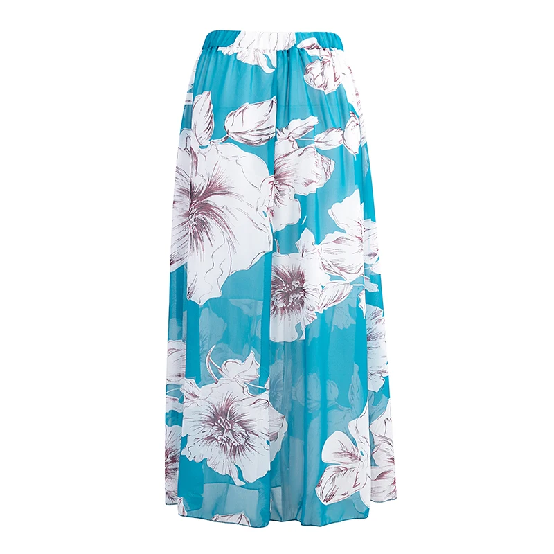
Summer colorful chiffon skirt high-waisted long a-line printed skirt 