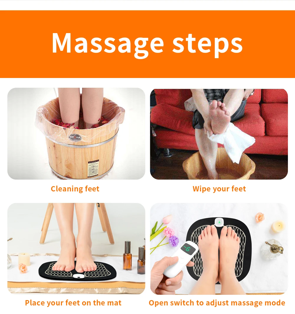 Ems Foot Massager With 6 Modes And 15 Intensity,Portable Foot Spa