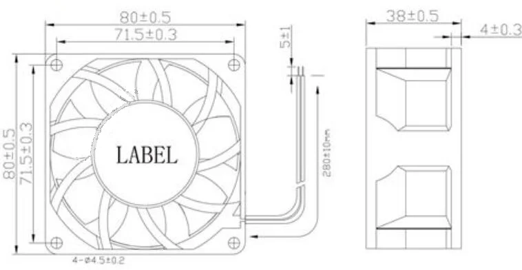 80mmx80mmx38mm DC Axial Fan - High CFM, Brushless Cooling