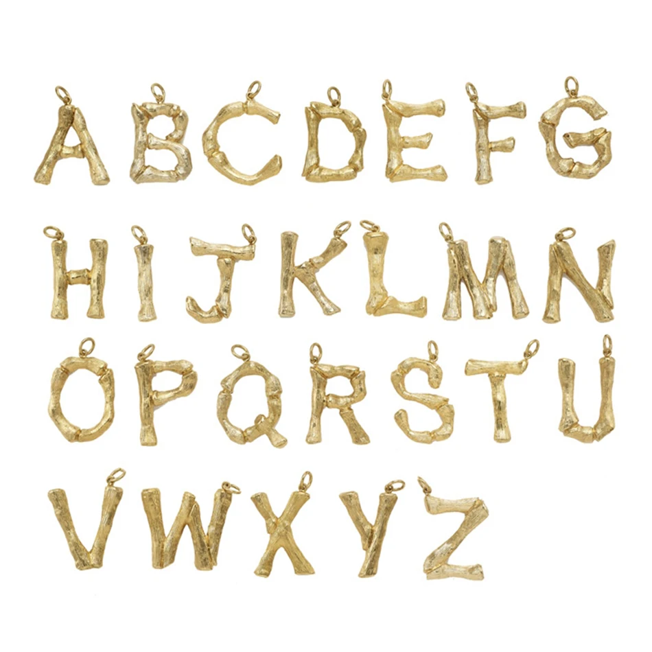 

eManco A-Z Initials Letter Pendant Women Fashion Accessory Trendy Bamboo Gold Plated Charms DIY Custom Alphabet Charms Jewelry