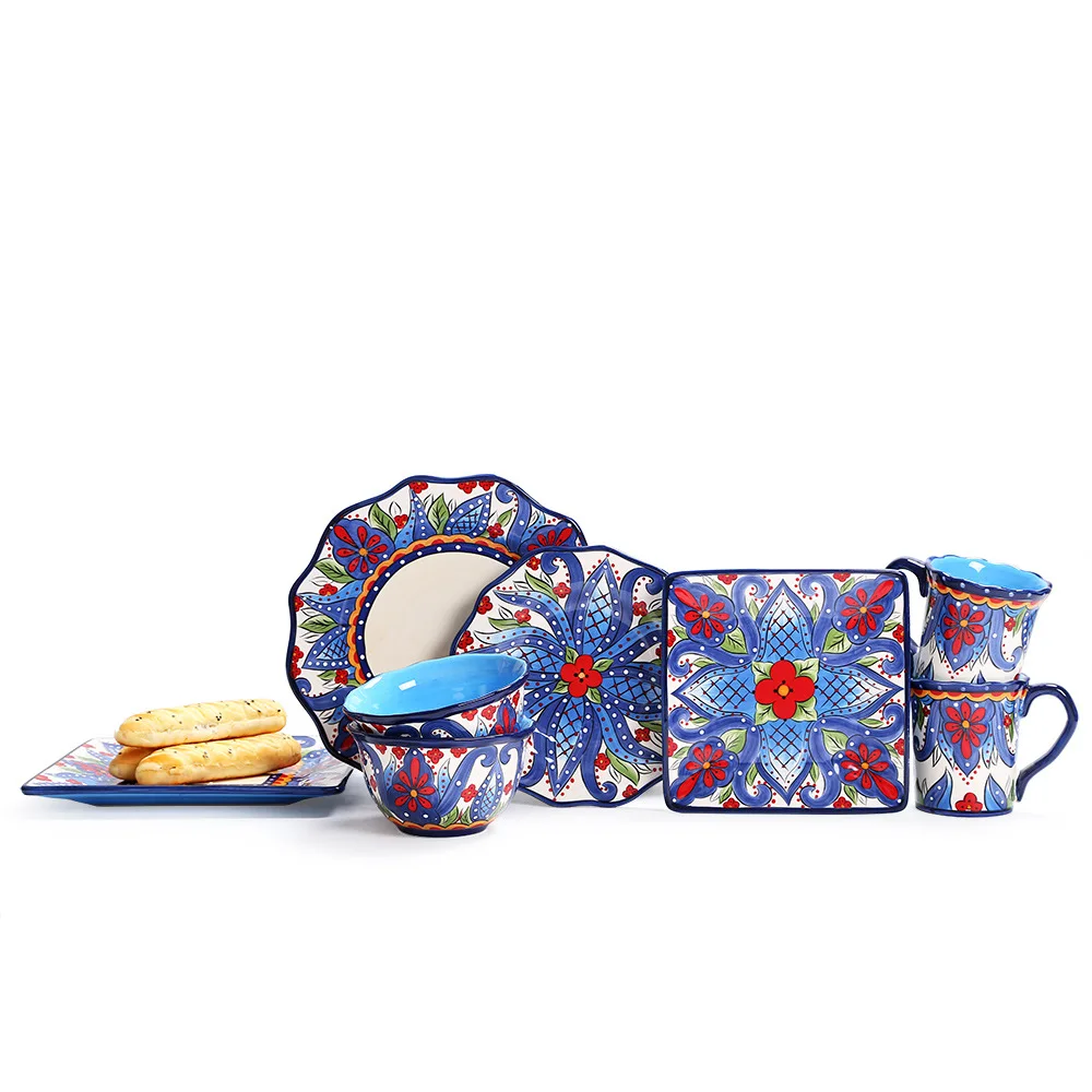 
Creative ceramic tableware set home hand-painted large tableware 