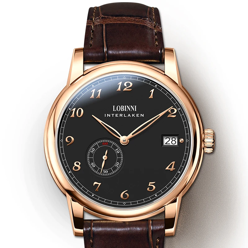 

Micro-Rotor Movement Super-thin Minimalist Classic Wrist Watch Mens Leather Automatic Mechanical Watches, 4 colors