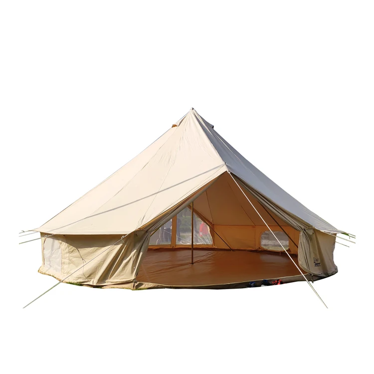 

Customized Family Military Canvas Bell Tent Outdoor Hunting Glamping Stretch Awning Bell Teepee Canvas Tent, Beige/white