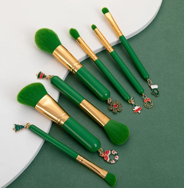 

7PCS Christmas Gift Cosmetic Blush Special Design Nylon Hair Brushes Makeup, Customized color