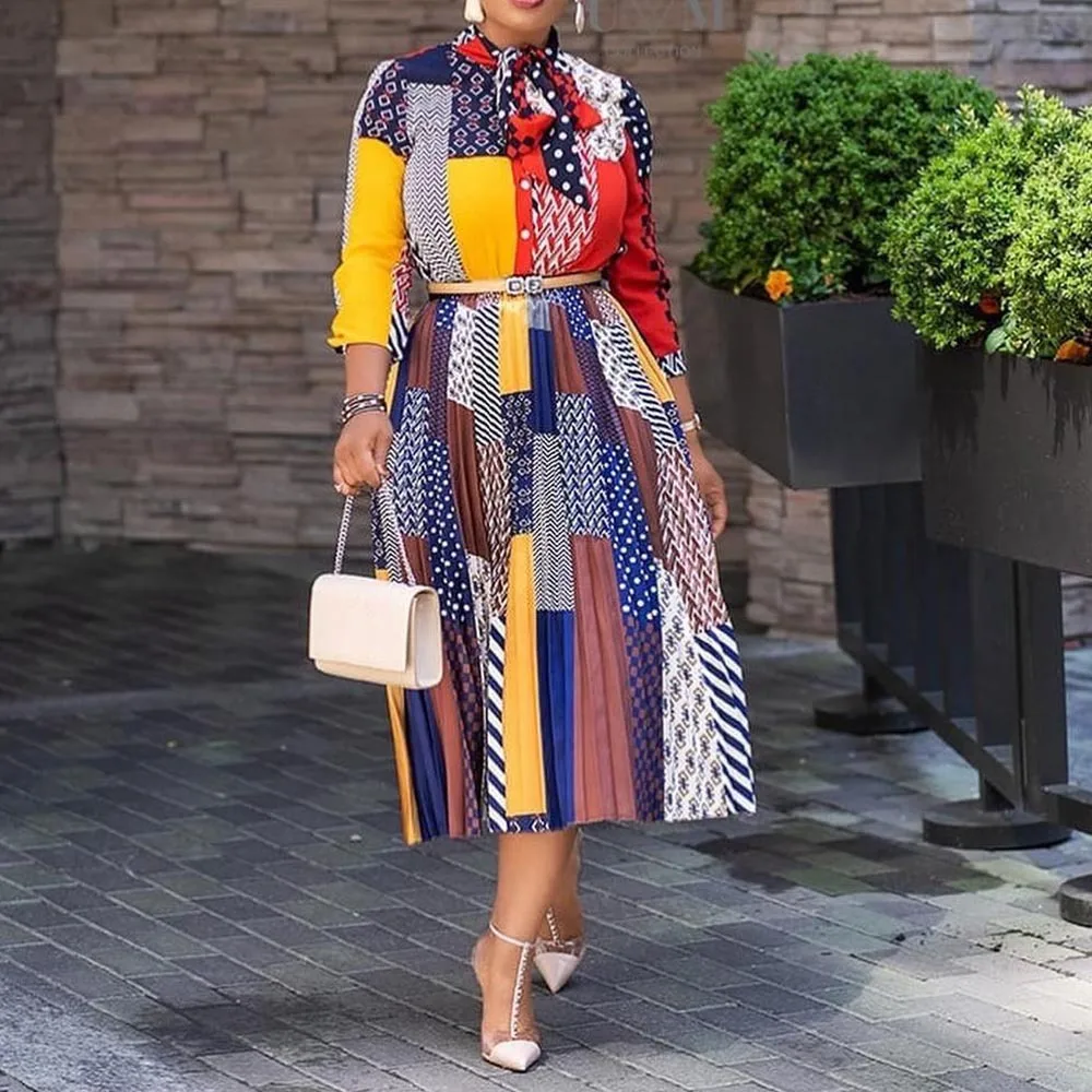 New fashion plus size printed casual dress African fashion women floral printed sexy style