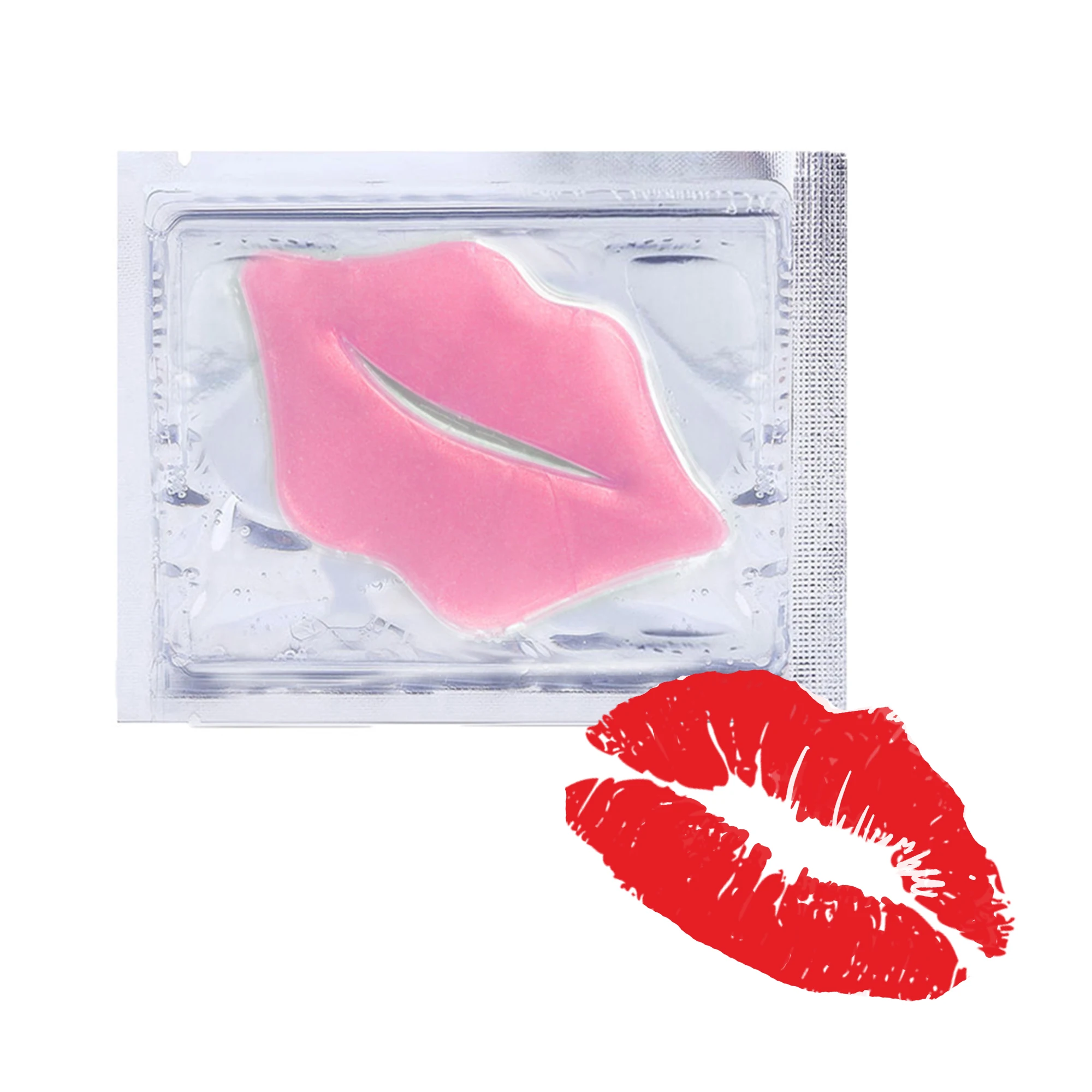 

OEM ODM Private Label Gel Lip Collagen Plumping Lip Mask Hydro Hydrogel Lip Mask Red Pink, Pink color