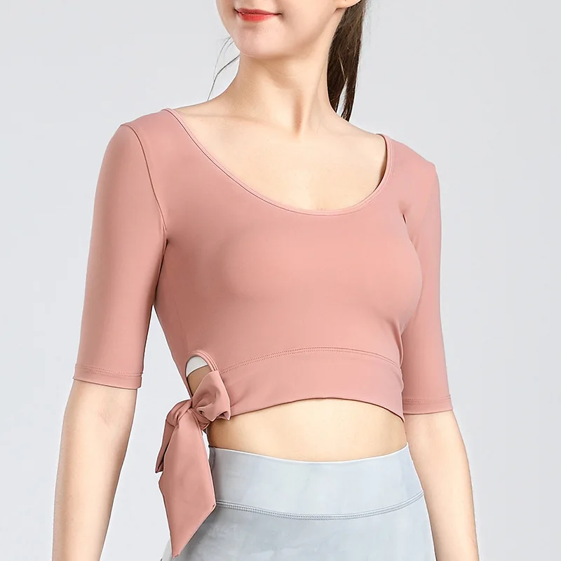 

Summer Half Sleeved Yoga Clothes Women's Tight Tops Gym Training Running Short Top Sports T-Shirt, Customized color