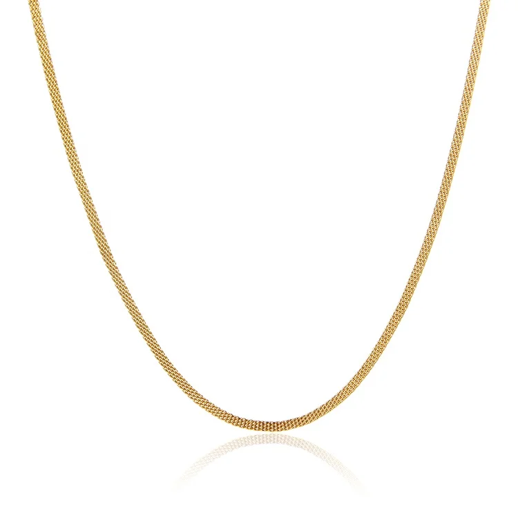 

Minimalist Stainless Steel Jewelry Gold Plated Thin Chain Flat Mesh Chain Necklace