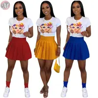 

9111525 best price solid casual pleated Ladies Clothing Woman Fashion Mini Skirt