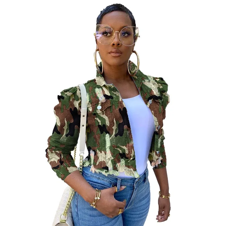 

Fall hot selling plus size camouflage jacket fashion trend fashion denim jacket streetwear, 1color as picture