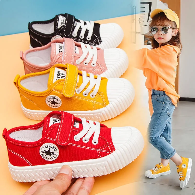 

Spring new boys and girls canvas shoes breathable kids sneakers children's shoes, White,blue,orange,and black,etc