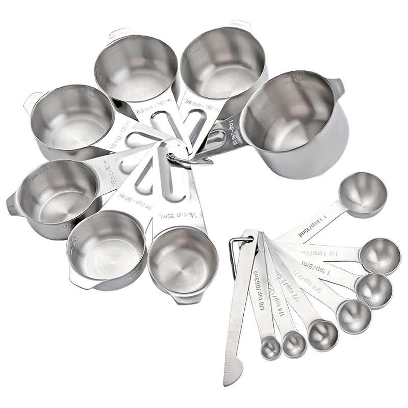 

14 Piece Measuring Cups And Spoons Sets Sturdy Stackable Kitchen Measuring Utensil Set for Cooking and Baking