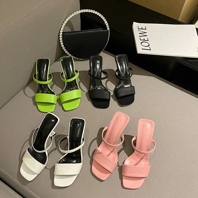 

101985 iHeeled Shoes 2021 European and American monochrome fashion peep-toe high-heel shoes simple wind high heeled sandals