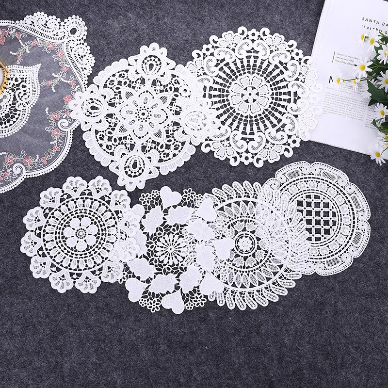 

1pc Round Lace Coaster Embroidery Tea Set Cushion Vase Mat Home Decoration