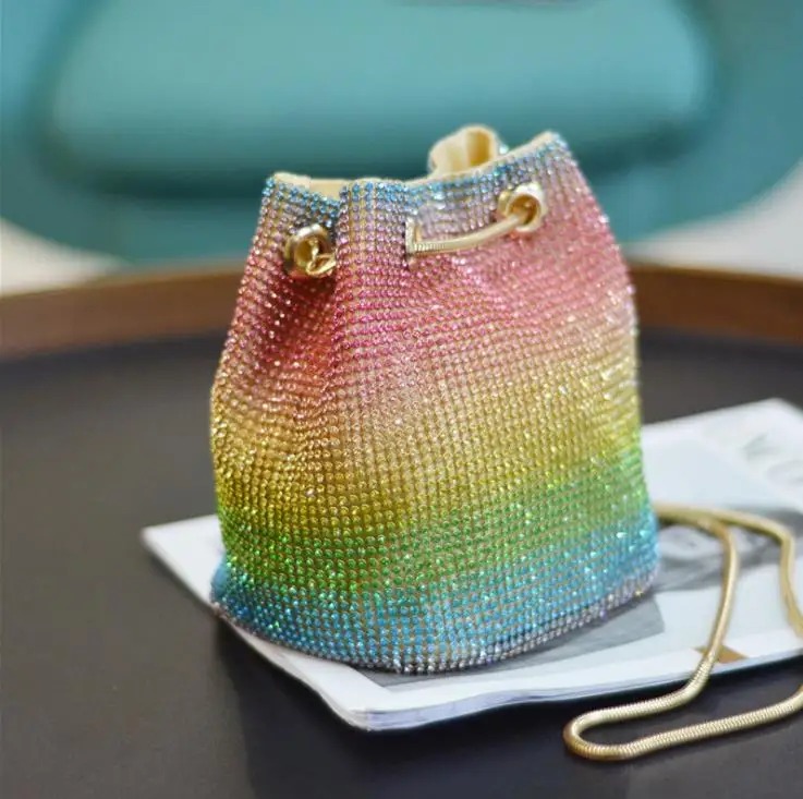 

Color Mesh Drill Women Shoulder Bag Ladies Messenger Bag Handbags Women Accept Custom Logo Handbag, Rainbow