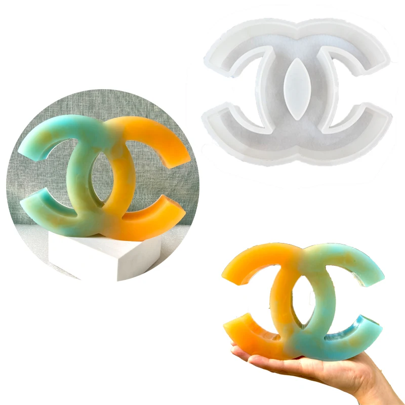 

NO61 DIY Resin Crafts Casting Epoxy Resin Molds Big Letters Luxury Brand Logo Silicone Candle Mold