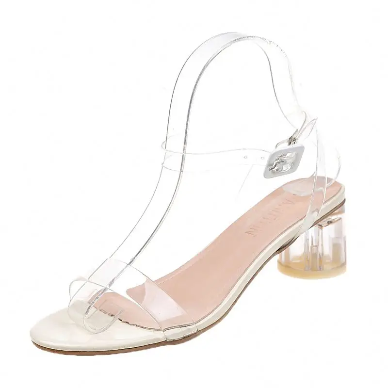 

Transparent Crystal Sole Hige Heels Sandals Dress Shoes Ladies Fancy Shoes, Beige
