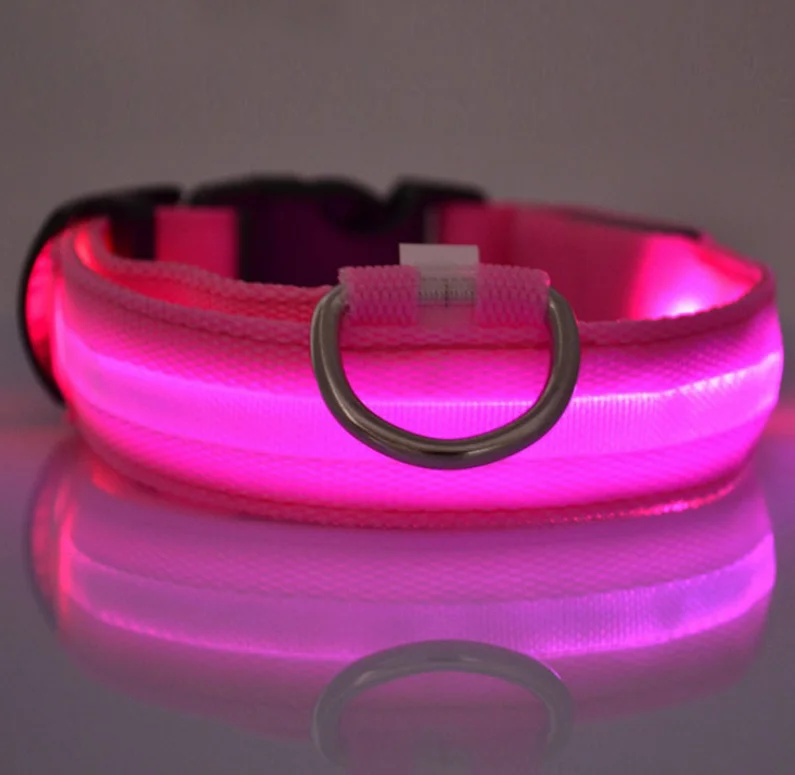 

USB Rechargeable Lighted Dog Collar Available in 6 Colors Makes Your Dog Visible, Red blue green orange pink yellow