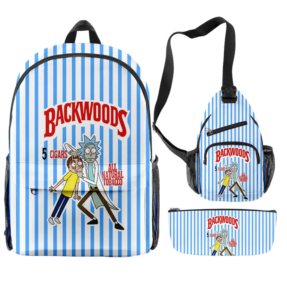 

3pcs fashion Backpack Fashion Waterproof Anti-odor Cookie+back woods bag packs fabric smell proof Rick and Morty Shoulder Bags