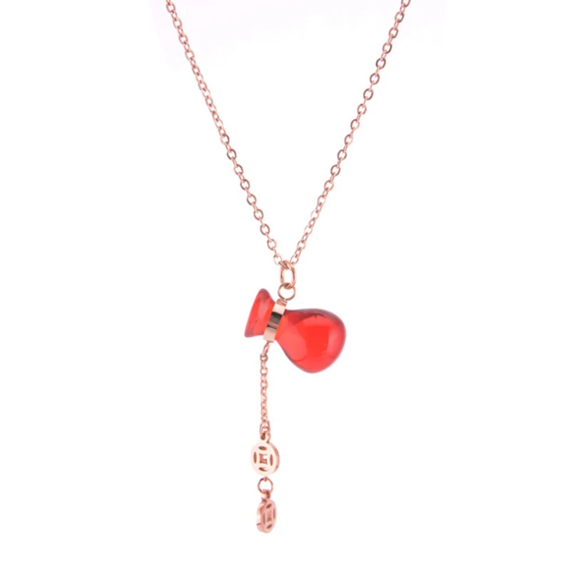 

Fashion Trendy Stainless Steel Rose Gold Gourd Pendant Necklace For Women Mother's Day Gift Wholesale