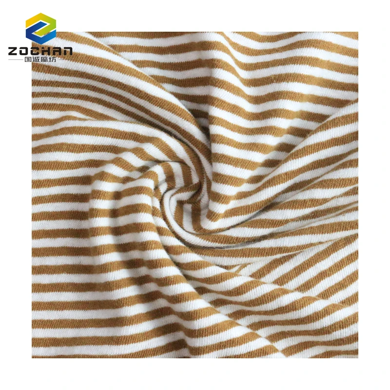 

factory yarn dyed striped 55/45 organic linen cotton stripe jersey khaki shirt fabrics for women garments material