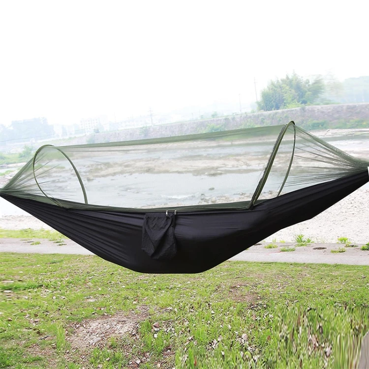 

Top Seller Portable Outdoor Camping Full-automatic Nylon Parachute Hammock with Mosquito Nets