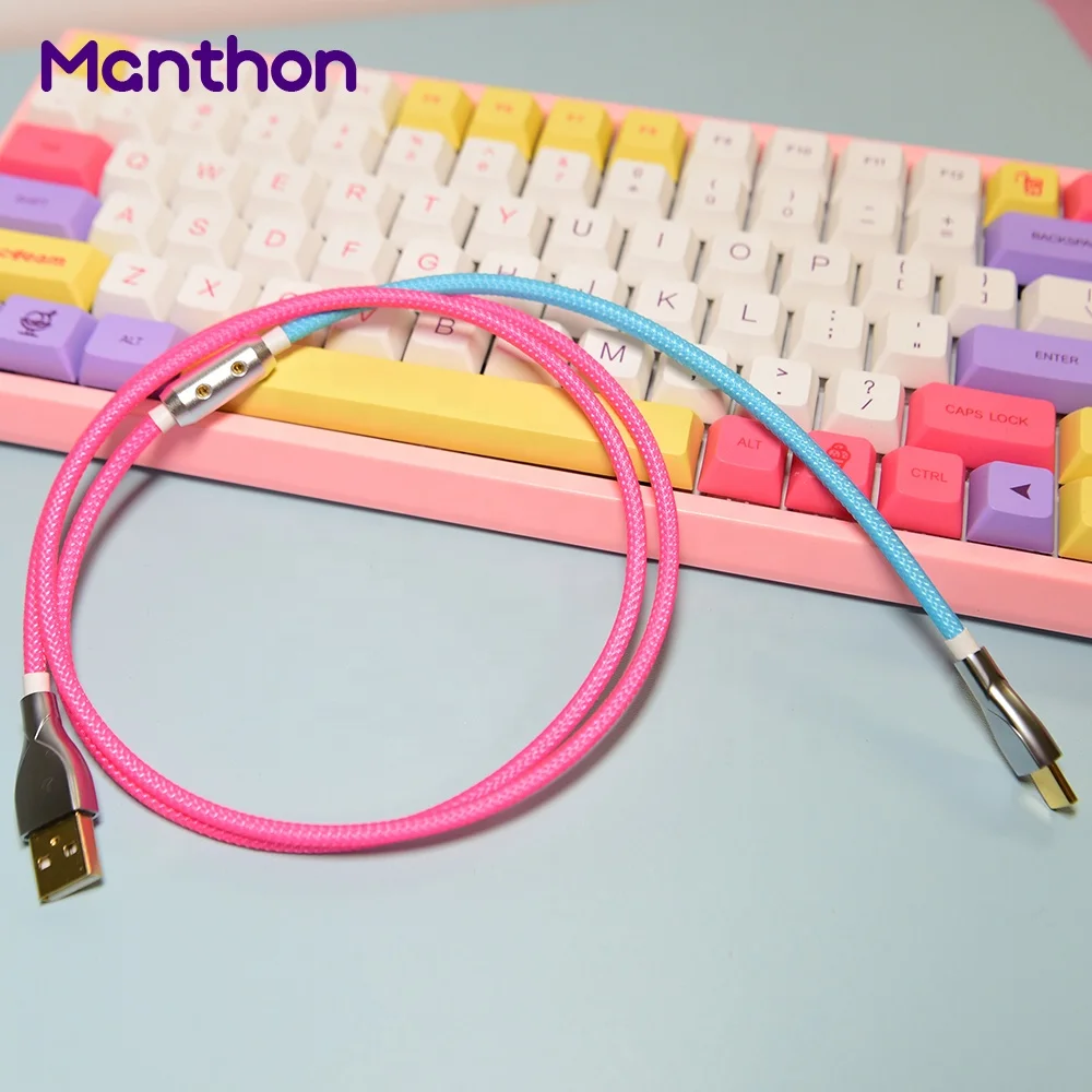 

OEM Custom USB Type C Paracord Gx12 Tab Coil Coiled Mechanical Keyboard Cable With Aviator Connector