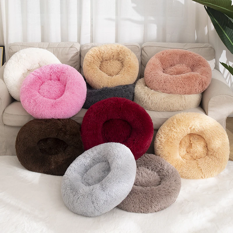 

Hot Sale Pet Sofa Bed Mat Soft Keep Warm Plush Donut Pet Bed Mat Solid Color Cat Mat, Multiple colour