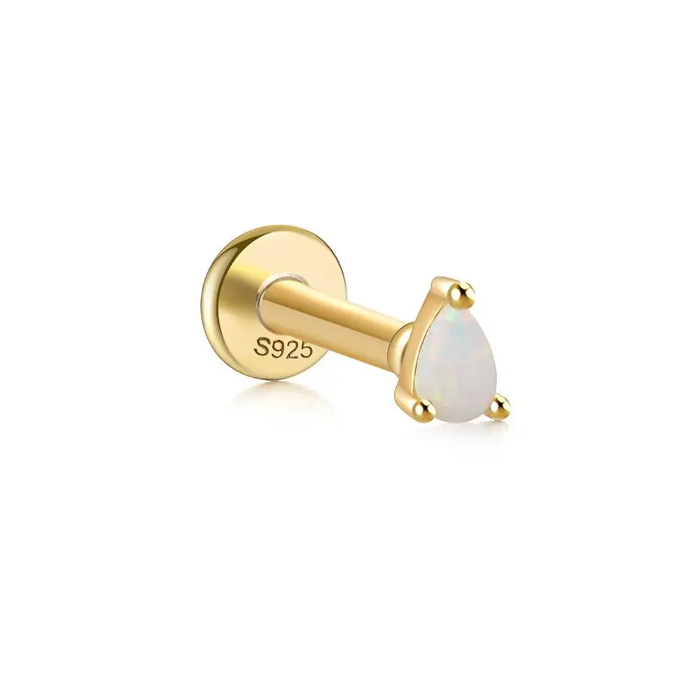 

Wholesale Carline 925 Sterling silver Opal zircon stone piercing 18k gold plated Opal Stud Earrings Jewelry for Women girls