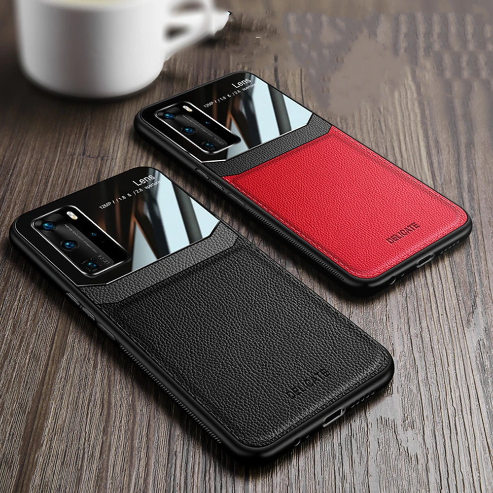 

Fashion Clear Glass Anti Fall PU Leather Mobile Cell Phone Case For Iphone 12 11 Pro Max X Xr XS Max 6 7 8, Blue