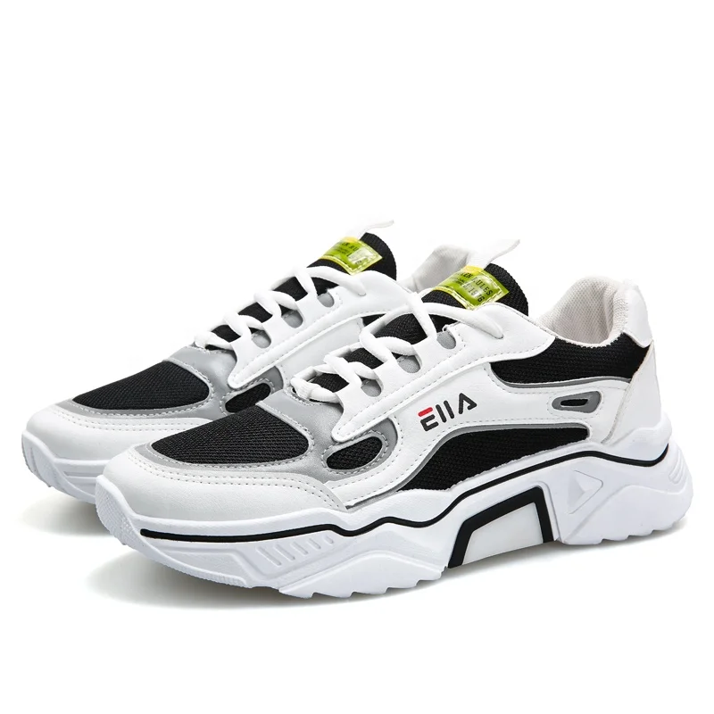 

New Private label sport shoes customized lighted streak casual for men's casual shoes, White, black white, khaki white